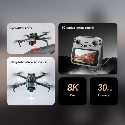 For Genuine V198MAX GPS Drone 8K Professional Camera Aerial FPV Brush Laser Obstacle with Large Screen Remote Control Folding RC