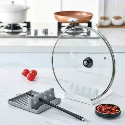 Pan Lid Holder Supports Spoons Pot Cover Rests Spatula Stand For Kitchen Convenience Utensils Tools Accessories Cooker Organizer