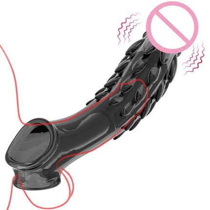 Penis Sleeve Extensions Men's Condoms Enlargement Delay Vibrators Crystal Penis Cock Ring Vibrating Penis Cover Sex Toys For Men