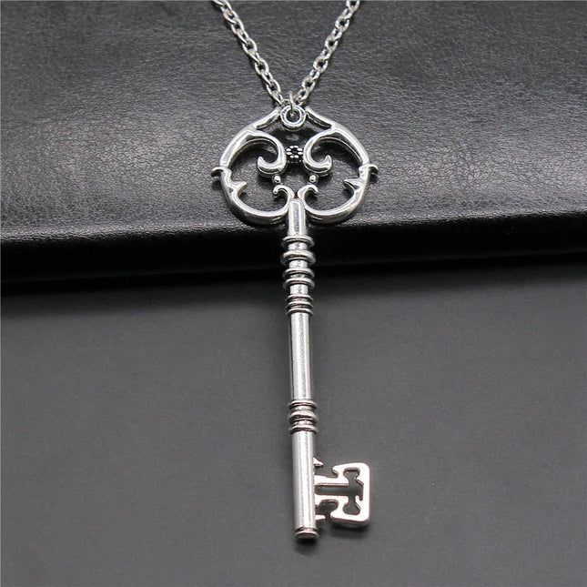 Fashion Vintage 2 Colors 82x31mm Big Key Pendant Necklace For Women Men Long Chain Necklace Jewelry Accessories