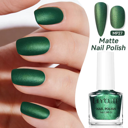 LILYCUTE 7ml Matte Nail Polish Velvet Effect Pearl Shell  Air Dry Nail Art Varnish No Need Lamp Manicure Glitter Nail Care Polis