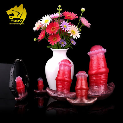 YOCY Red Horse Dildo S,M,L Size Mouth Gag 10 Modes Bullet Vibrator Adjustable Leather Sex Toy For Couple Game Bondage