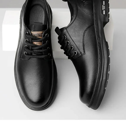 Men's Casual Leather Shoes Designer Trendy All-match Platform Shoes  Men's Business Breathable Leather Shoes shoe