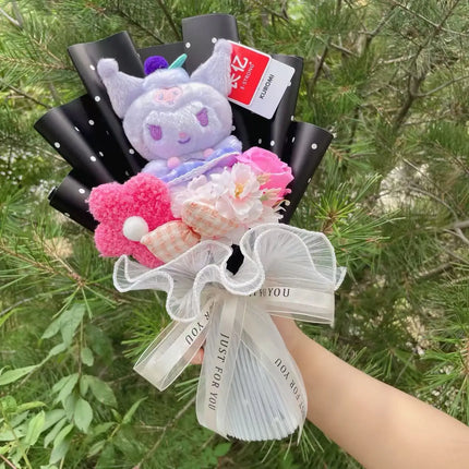 Cartoon My Melody Kuromi Cinnamoroll Kt Cat Plush Doll Creative Flower Bouquet Valentine Christmas Graduation Birthday Gift