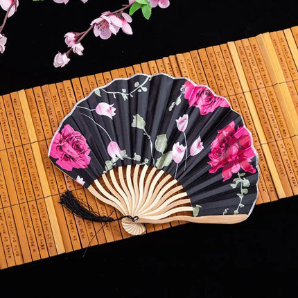 Japanese Shell Fan Summer Folding Silk Fan Chinese Retro Portable Women Bamboo Dance Fans Mini Wedding Gift Hand Fans Home Decor