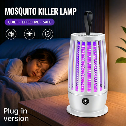 2 in 1 Mosquito Killer Lamp UV Light Insect Trap USB Rechargeable Quiet Night Light Bug Zapper for Home Bedroom Camping Outdoor