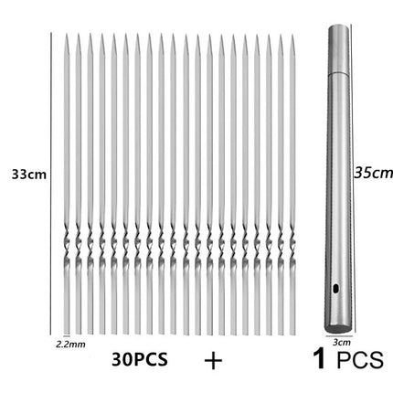 10/31pcs Reusable Stainless Steel Barbecue Skewers BBQ Kebab Iron Sticks for Outdoor Camping Picnic Cooking Tools