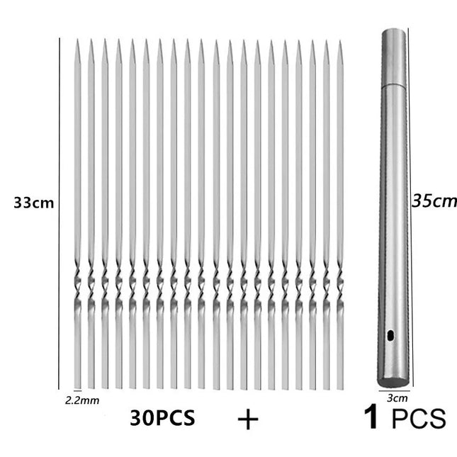 10/31pcs Reusable Stainless Steel Barbecue Skewers BBQ Kebab Iron Sticks for Outdoor Camping Picnic Cooking Tools