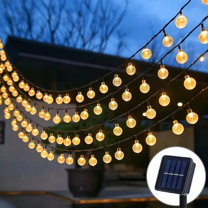 Solar Bubble Ball Light String Crystal Ball Solar Light with 8 Functions 200LEDs Christmas Halloween Festival Decorations