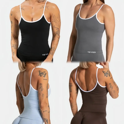 TEVEO Ignite Cami Top Sports Yoga Vest Underwear Woman Fitness Tops Gym Beautiful Back Bra Running Workout Halter