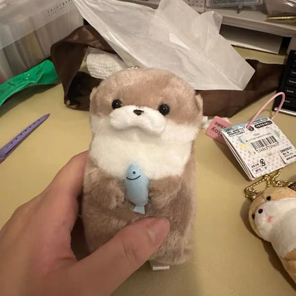 Cute Little Otter Hug Fish Plush Doll Pendant Doll Gift Gift Cute Girl Heart Keychain Pendant Creative Gift