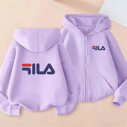 Kids Trend Letter Print Spring Autumn Simple Casual Zipper Hooded Sweatershirts 2-13 Years Boys Girls Streetwear Top Clothes