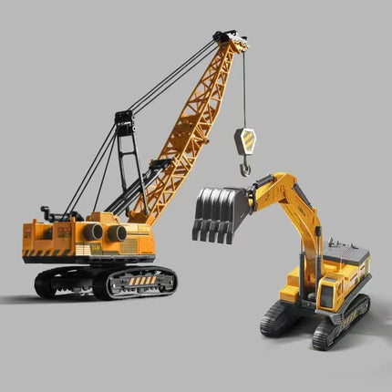 Engineering Diecast Crane Bulldozer Excavator Vehicle Construction Alloy+Plastic Tractor Inertial Model Toys for Children Boys