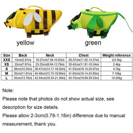 Cat Life Vest Little Bee Pet Dog Life Jacket Soft Adjustable Dog Swimming Clothes Breathable Summer Swimwear Clothes Outdoor