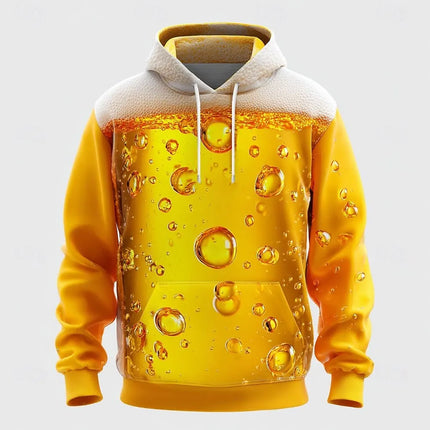 Fashion 3D Beer Graphic Men's Hoodie Autumn Daily Outdoor Street Long Sleeve Sweatshirt Oktoberfest Theme Party Unsiex Clothes