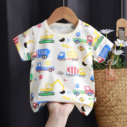 Cute Dinosaur Kids Girl Clothes T-shirt for Korean Children's Clothes 2025 Cotton Bear Baby Tops Car Boy T-shirts Clothing