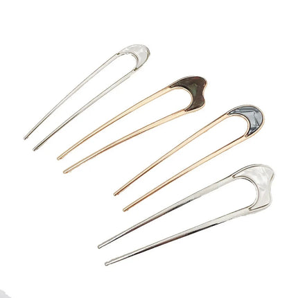 Fashion Luxury Hair Clips Silver Gold Hair Accessories Elegant Enamel Hairpin For Women Metal U Shape Hair Stick Alloy Ornament