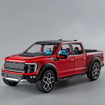1:20 Ford Raptor F150 Pickup Truck Toy Car Model Alloy Diecast Doors Opened Pull Back Sound Light Scale Model Car Toys For Boys