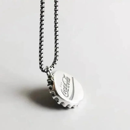 American Twisted Coke Bottle Cap Pendant Male and Female Personality Necklace Ins Style Punk Hip Hop Trend Gift