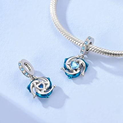Charm 925 Silver Blue Ocean Life Theme Charm Beads Fit 3mm Original Bracelet For Women DIY Pendants Luxury Jewelry Gift Hot Sale