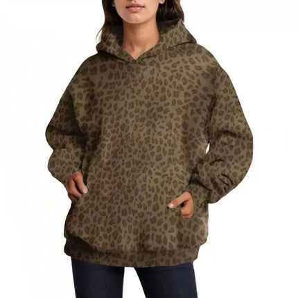 Men Women Casual Loose retro Harajuku Hip Hop Coat fashion hooded leopard print pullover hoodie spring autumn new outerwear top