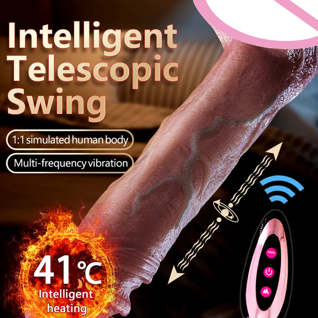 Rechargeable Big Dildo Vibrator for Women Silicone Dildos with Telescopic Swing Heating Remote Control Artificial Penis