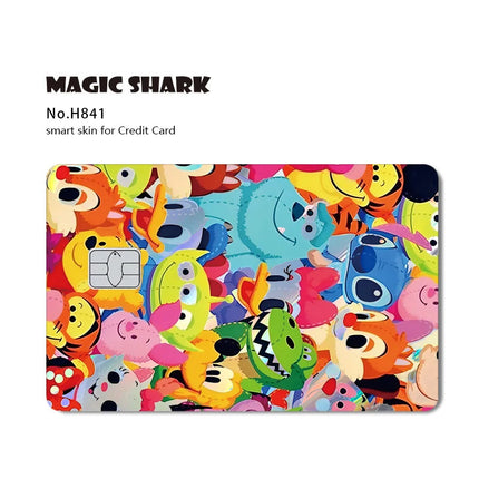 Magic Shark Mickey Minnie Stitch Donald Duck Bear Princess Holographic Film Shinny Laser Skin Sticker for Debit Credit Card
