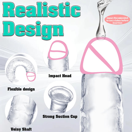 Transparent Big Dick 6 Sizes Realistic Jelly Dildo Soft Vaginal Masturbators Women Gay Penis Anal Sex Toys Suction Cup