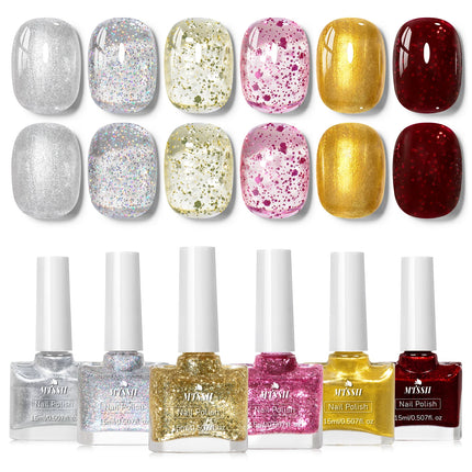 6pc 15ml Red Water-Based Peel Off Nail Polish Set Air Dry Easy to Apply Long Lasting Nail Art Manicure Vernis DIY for Home Salon