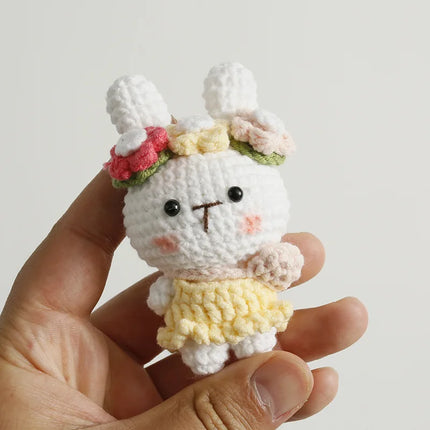 Handmade Crochet Cartoon Rabbit Amigurumi, Finished Crochet New Style Cute Rabbit Pendant, Knitted Doll Gift, Knitted Keychain