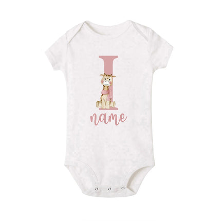 Personalized Baby Bodysuit Initial with Name Newborn Wild One Romper Deer Printed Clothes Baby Girls Clothes Infant Shower Gift