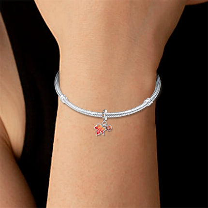 Autumn New 925 Sterling Silver Brown Maple Leaf Pumpkin Bee Charms Bead Fit 3mm 925 Original Bracelets DIY Jewelry Warm Gift