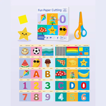Handmade Paper Cut Set Kids Craft Toys DIY Colorful Paper Cutting Folding Toys for Early Art Development Fine Motor Skills