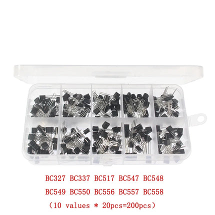 50-900PCS Transistors kit NPN PNP S8050 S8550 S9012 2N3904 2N3906 C1815 A1015 MJE13001 BC327 BC337 BC517 BC547 BC548 BC549 BC558