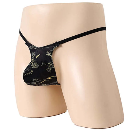 Men Sexy Underwear SissyBulge Pouch Hot Lingiere G-String Unisex Panties Chinese Dragon Pattern Printing Thongs Very Sexy Thongs