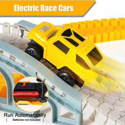 137-467pcs Car Electric Car Train Track Sets Brain Game Flexible Curved Vehicles Toys Plastic Colored Railroad for Child's Gifts