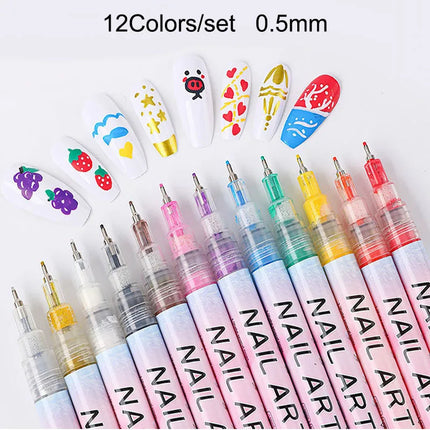 One Set Nail Art Drawing Graffiti Nail Polish Waterproof Painting Liner Pen DIY 3D Abstract Lines Flower Nail Manicure Tools