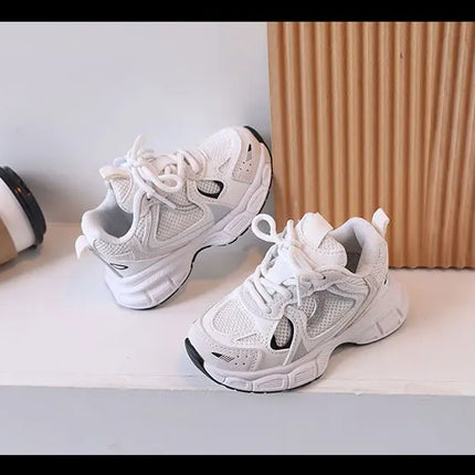 Kids Casual Sports Shoes with Thick Soles Boys Girls Fashion Versatile Sneakers 2024 New Children Mesh Breathable Running Shoes