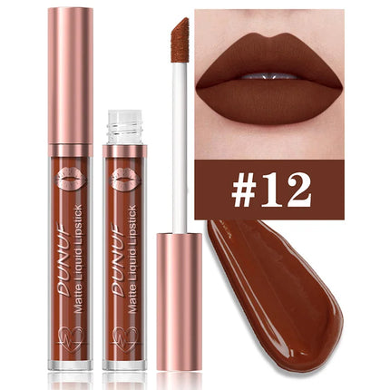 DUNUF 18 Color Matte Velvet Lipstick Waterproof Long-lasting Nude Matte Lip Gloss Clear Moisturizing Lip Oil for Women Makeup