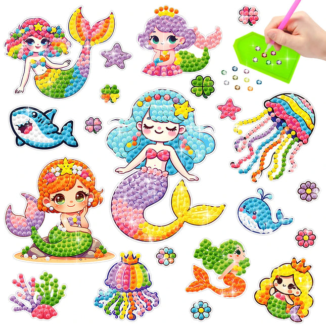 Children's Diamond Painting Sticker Set - DIY Sticker Art Gift - Cartoon Animal Diamond Painting Art Children's Toys
