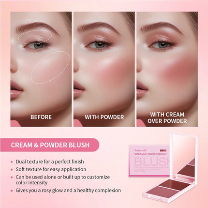 2IN1 Creme & Powder Blush Matte Natural Blush Eye Makeup Palette Long Lasting High Color Rendering Bright Pinky Patrick Ta Blush