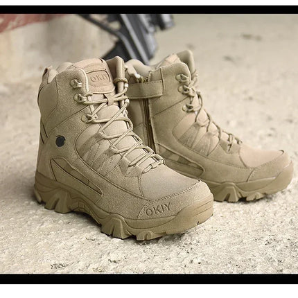 2024 Fashion Men's Desert Combat Boots Outdoor Leather Hiking Shoes Men Hunting Work Safty Boots Men's Short Boots ankle boots