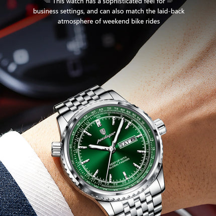 POEDAGAR Fashion Watches For Man Stainless Steel Date Week Quartz Men Clock Waterproof Luminous Luxury Military Men's Wristwatch