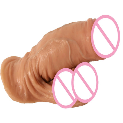 Ftm Packers Wholesale 2 in 1 Ultra Soft Silicone Hollow Penis Sleeve with Big Scrotum Prosthetic Stroker