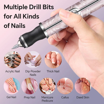 Professional Nail Polishing Machine Electric Nail Grinder, Rechargeable Nail Drill Grinding Machine Salon Manicure Pedicure Tool