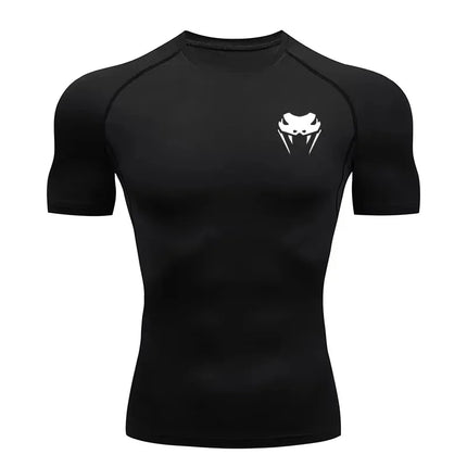 Men's Compression Shirt Short Long Jogging Sleeve Quick Dry All Season Elastic Quick-Drying Workout Top for Gym Running Fitness