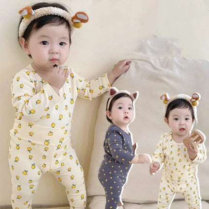 Babies Girls Boys Bottoming Top Pant Two Piece Toddler Children Spring Autumn Underwear Clothes Kids Home Wear 0-3Years Clothes