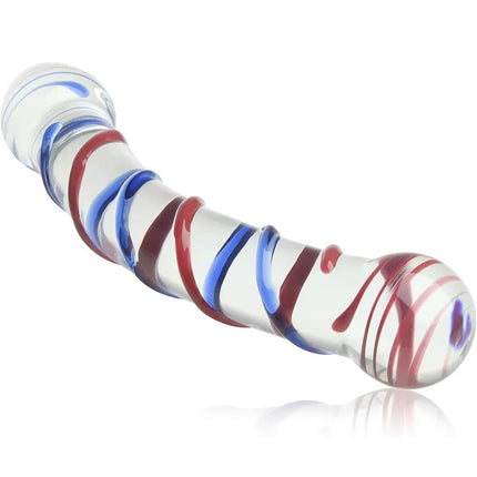 Glass Double Dildo G-Spot Stimulation Butt Plugs Anal Trainer Crystal Pleasure Wand with Raised Spiral Texture for Men Women