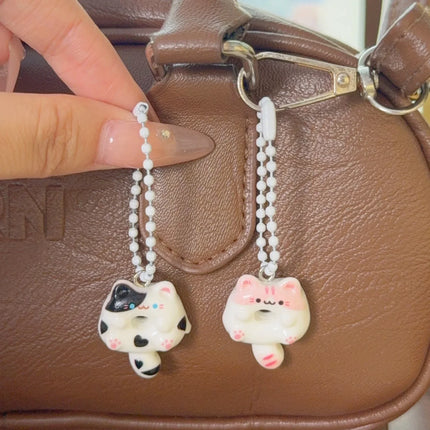 Cartoon Cute Donut Cat Pendant Keychain Phone Lanyard Charm Strap Bag Charm Animal Pendant for Student Backpack Bag Charm Gift