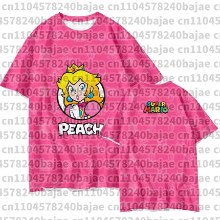 2026 Summer 3D Print Sweet Princess Style Super Mario Peach T-Shirt Men Women Game Graphic Tee Breathable Quick Dry Casual Tops
